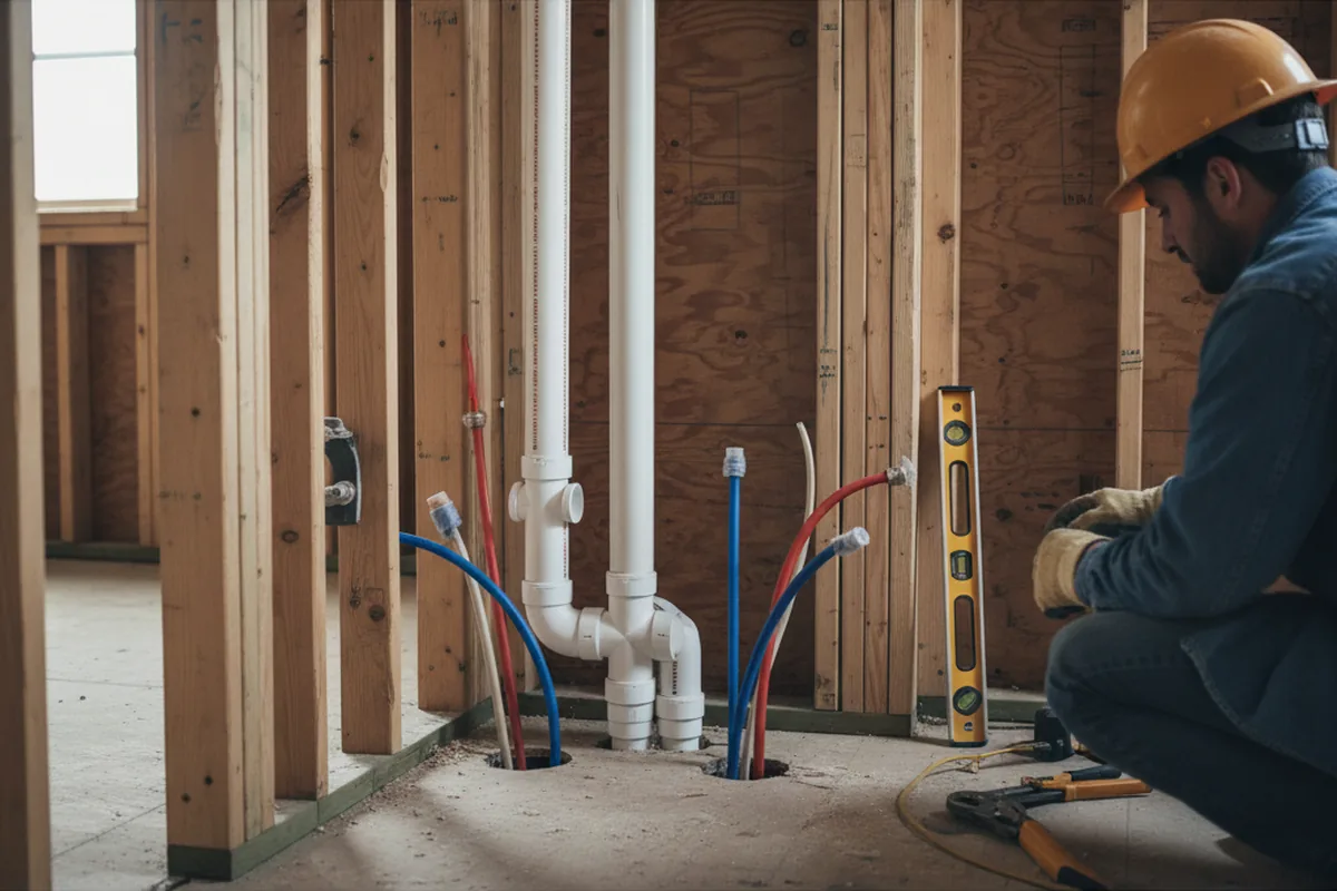 Drain and supply rough-in during Leak Detection in Nichols
